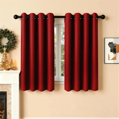Miniatura 74 de Cortinas de oscurecimiento de habitación de 45 pulgadas de largo para dormitorio y sala de estar, cortinas térmicas aislantes con ojales
