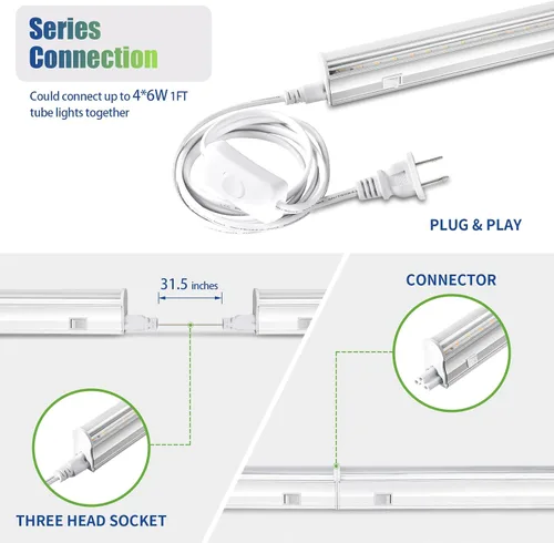 Miniatura 5 de RWNTAO Luces de cultivo para plantas de interior, espectro completo de 3000 K, lámpara de cultivo de plantas de 1 pie con interruptor lateral