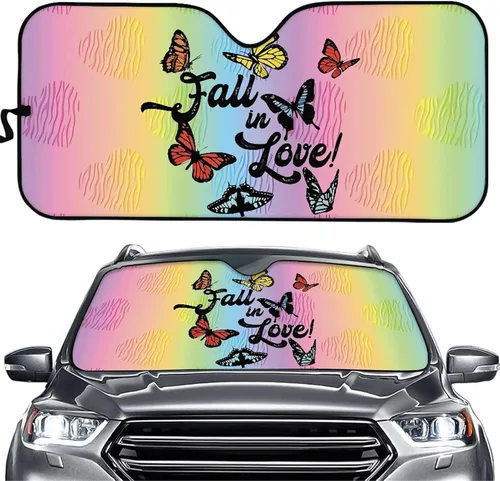 Miniatura 12 de HUGS IDEA Parasol plegable para parabrisas de automóvil, diseño de flores, bohemio, para la mayoría de los sedán, SUV, camión, parabrisas delantero