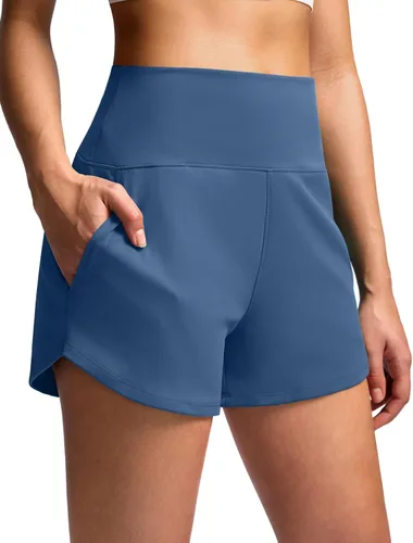 Miniatura 17 de Soothfeel Pantalones cortos deportivos de cintura alta para mujer, 3.5 pulgadas, control de abdomen, cómodos, para entrenamiento, gimnasio
