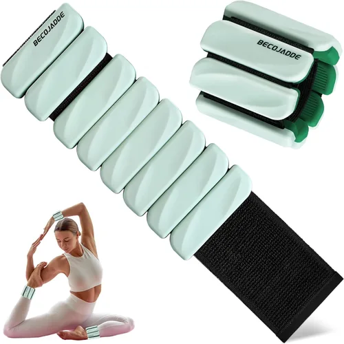 Miniatura 21 de BECOJADDE Juego de 2 pesas para tobillo (1 libra/2 libras cada una) para mujeres y hombres, pulsera ajustable para muñeca para gimnasio en casa