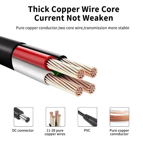 Miniatura 4 de YACSEJAO 2 cables divisor en Y de 12 V CC de 1 pie de CC de 0.138 in x 0.053 in, 1 cable adaptador macho a 2 hembras para cámara de seguridad CCTV
