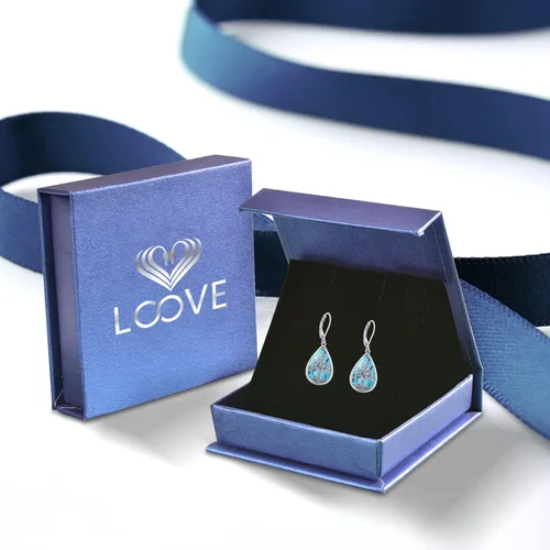 Miniatura 138 de Aretes colgantes de plata de ley con diseño de árbol de la vida, flor, abeja, animales, gato, colibrí, piedra lunar, turquesa, aretes con cierre