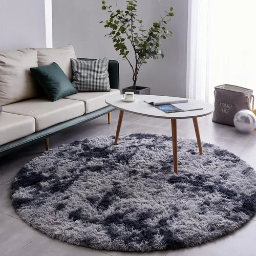 Miniatura 2 de FJZFING Alfombra redonda de color gris oscuro con teñido anudado, ultra suave, moderna, de 7 x 7 pies, alfombra circular para dormitorio de niños
