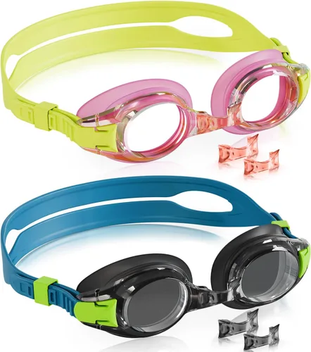 Miniatura 16 de Aegend - Paquete de 2 gafas para niños, gafas de natación para niños de 4 a 16 años, niños y niñas jóvenes, gafas de piscina antivaho, impermeables