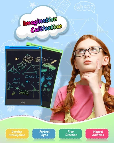 Miniatura 3 de TECJOE Tableta de Escritura LCD, 8.5 Pulgadas, Paquete de 2 Tableros de Garabatos Coloridos, Tableta de Dibujo para Niños, Juegos de Viaje