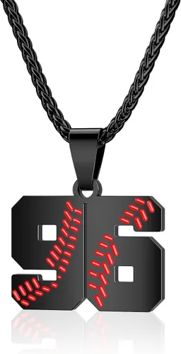 Miniatura 40 de Collar con número de béisbol para niños 00-99, collar con número de camiseta de béisbol de acero inoxidable, colgante personalizado, regalo