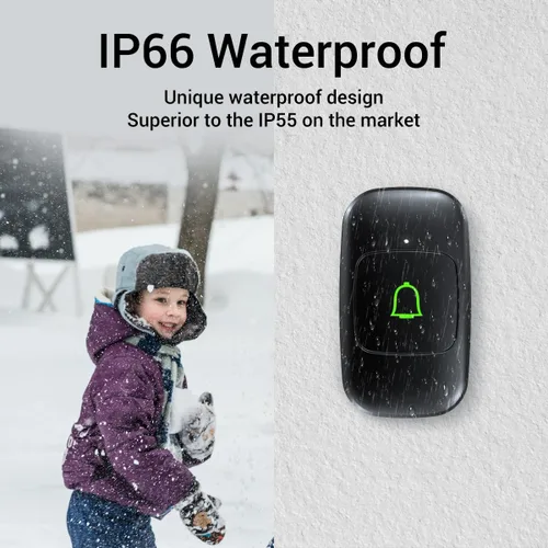Miniatura 4 de Timbre de puerta inalámbrico IP66, timbre de puerta inalámbrico impermeable de 1000 pies, 32 campanas de 115 dB, 7 niveles Vol, modo de silencio