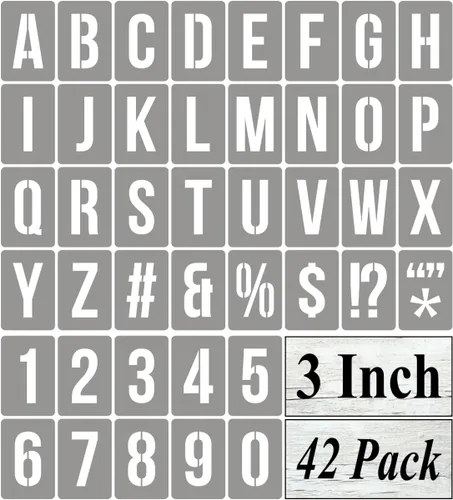 Miniatura 16 de Plantillas de letras del alfabeto de 12 pulgadas para pintar, paquete de 42 plantillas de letras y números con letreros para pintar sobre madera