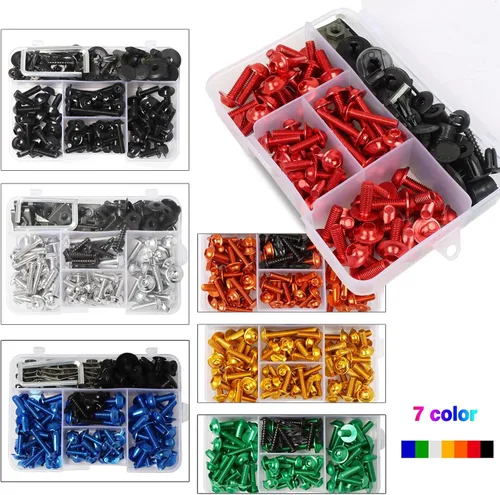 Miniatura 3 de Worldmotop Kit de tornillos de carenado, tuercas, sujetadores universales compatibles con Yamaha Honda Kawasaki Suzuki BMW, Kit de tornillos Negro
