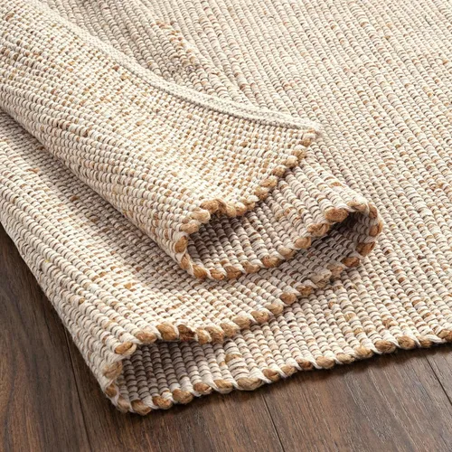 Miniatura 10 de GRUHUM Alfombra de pasillo de yute 2'6" x 8' pies, fibra natural, negra, rectangular, de yute, cuero, tejida a mano, estilo bohemio, para casa