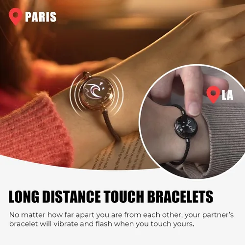 Miniatura 2 de TOTWOO Long Distance Touch Bracelets for Couples, Vibration & Light up for Love Couples Bracelets Long Distance Relationship Gifts for Girlfriend