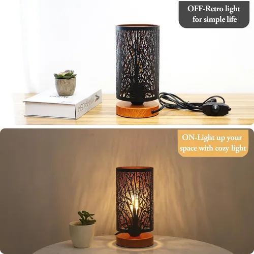 Miniatura 5 de Lámpara de mesa rústica negra para dormitorio, pequeña, de granja, regulable, lámparas de mesita para mesa de noche, lámpara de pie industrial