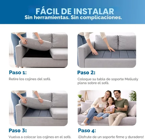 Miniatura 4 de Meliusly Soporte de cojín de sofá resistente para cojines caídos (21 x 48) tablero de soporte de cojín de sofá de madera diseñada para asiento