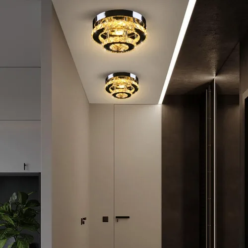 Miniatura 5 de Mini candelabro LED de cristal para techo, 2 capas, lámpara de techo empotrada, moderna iluminación para pasillo, escalera, cocina, baño
