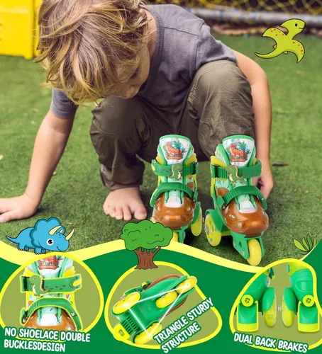Miniatura 2 de Patines de ruedas ajustables para niños, niñas y señoras con ruedas que se iluminan con flash (edad 3-9), equilibrio de tres puntos, empaque de caja