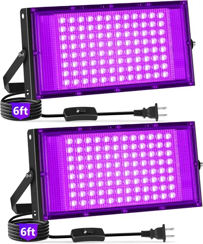 Miniatura 8 de Luces negras de 50 W con interruptor+enchufe, impermeable IP66, luz LED de inundación de luz negra para fiesta brillante, Halloween, dormitorio