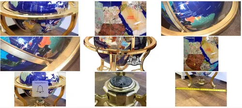 Miniatura 2 de Unique Art - Globo del mundo de lapislázuli azul de 21 pulgadas de alto con trípode dorado
