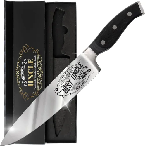 Miniatura 13 de Cuchillo de chef de alta calidad, regalo de cumpleaños, cuchillo de cocina de acero al carbono de 8 pulgadas con mango de madera de Pakka, Día