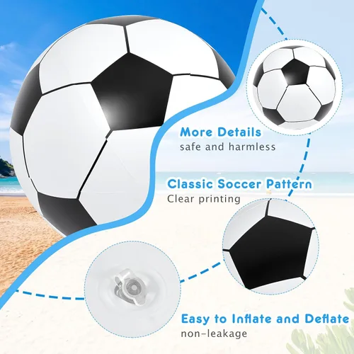 Miniatura 6 de Lewtemi - Gran pelota de fútbol hinchable gigante, pelota de playa grande hinchable para deportes acuáticos, pelota de playa para piscina