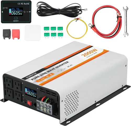 Miniatura 10 de Inversor de onda sinusoidal pura de 2000 W, convertidor de 12 V CC a 120 V CA para vehículos, barco, campamento, sistema solar al aire libre