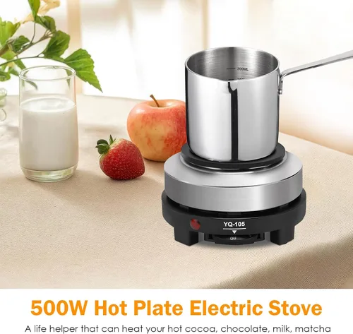 Miniatura 2 de Placa caliente de 500 W, placa eléctrica portátil de 500 W, estufa eléctrica de campamento de bajo vatio, quemador único, para calefacción de café