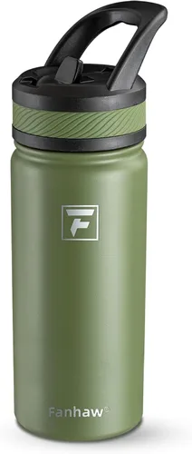 Miniatura 33 de Fanhaw Botella de Agua Aislada para Niños de 18 Oz con Tapa de Pajita – Acero Inoxidable de Doble Pared al Vacío, A Prueba de Fugas, Botellas