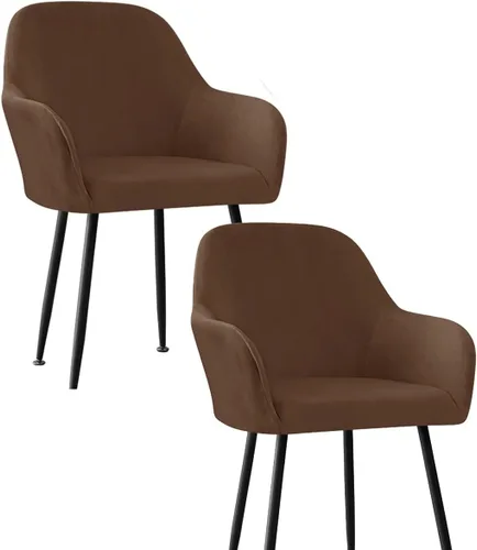 Miniatura 27 de Fundas protectoras de terciopelo elástico para sillas de comedor con brazos y respaldo curvado pequeño, juego de 6/4/2 para cocina, oficina, hogar