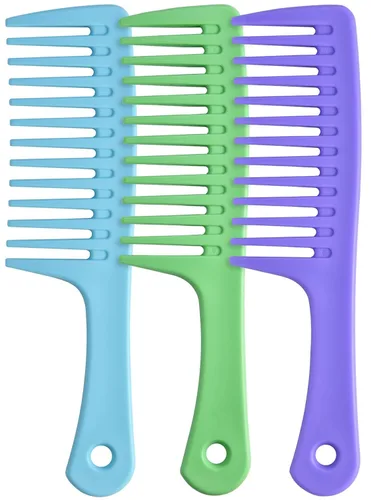 Miniatura 10 de Peine de dientes anchos, peine grande desenredante para mujeres y hombres, cepillo de peinado duradero para cabello rizado, largo y húmedo - Cuidado
