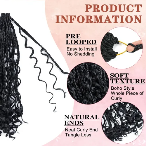 Miniatura 5 de Extensiones de cabello sintético de trenzas de ganchillo Goddess de 10 pulgadas para mujeres negras, 8 paquetes, 3 unidades, con rizos y rizos