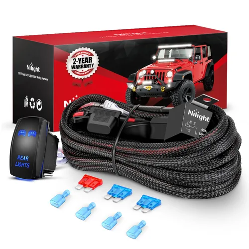 Miniatura 10 de Nilight - Kit de arnés con cableado para luces LED POD de 16 AWG, barra de luz LED de 12 V, interruptor basculante de 5 pines, láser de encendido