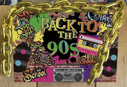 Miniatura 4 de Volver a los años 90 telón de fondo Hip Hop Graffiti pared de ladrillo Retro Moda Fotografía Fondo tema de los años 90 Aldult Niños Fiesta