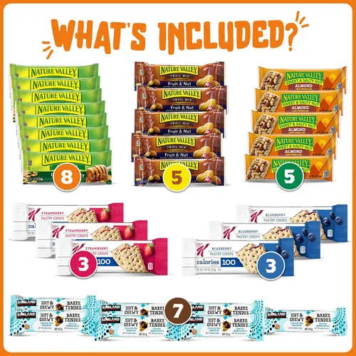 Miniatura 3 de Paquete de variedad de barras de granola a granel - Caja de aperitivos variada de barras de granola saludables para aperitivos de oficina y barras