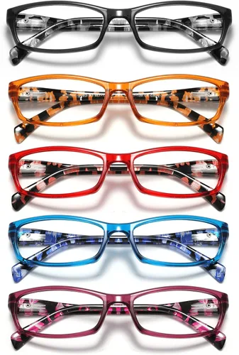 Miniatura 12 de Reading Glasses for Women, Rectangle Readers for Women with Blue Light Blocking Spring Hinge Eyeglasses UV Filter