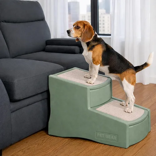 Miniatura 11 de Pet Gear Easy Step II - Escaleras para mascotas, grano de café, 2 escalones Para gatos/perros de hasta 150 libras, portátil, extraíble, lavable