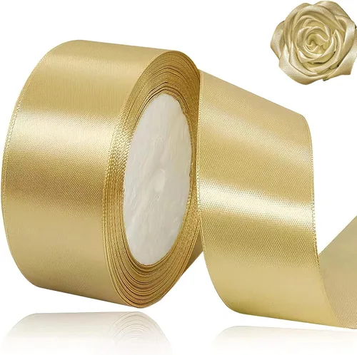 Miniatura 88 de Cinta beige de 1-1/2 pulgadas x 25 yardas, cinta de satén marfil de tela de color sólido para manualidades, coronas, fiesta de boda, Navidad, lazos