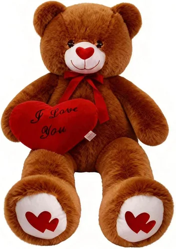 Miniatura 17 de Oso de peluche gigante de 43.3 pulgadas con almohada de corazón suave, animal de peluche, regalo del día de San Valentín (azul, 43.3 pulgadas)