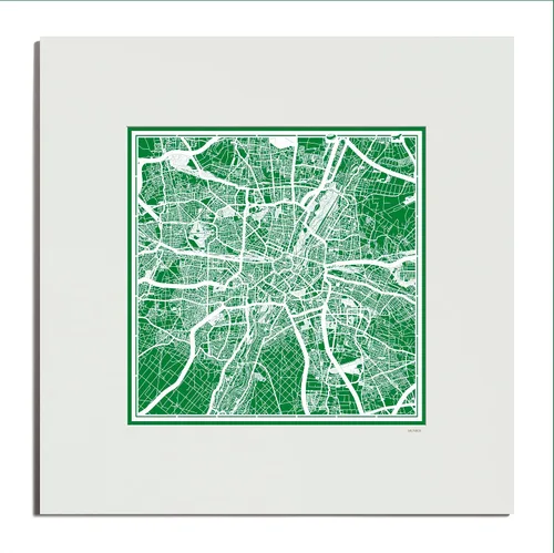 Miniatura 157 de O3 Design Studio Mapa de corte de papel Madrid negro mate de 20 x 20 pulgadas