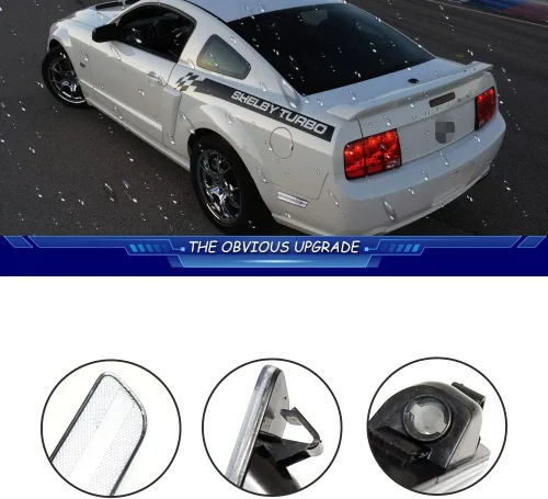 Miniatura 2 de JDMTECH para Ford Mustang 2005 2006 2007 2008 2009 Lente transparente Carcasas de luz de marcador lateral trasero