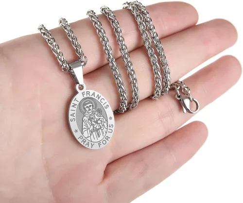 Miniatura 134 de P. BLAKE Collar ovalado de San Cristóbal, Miguel, José, Jude/Virgen María/José/Francisco/Patrick/Anthony/Benedict/Thomas para hombres y mujeres