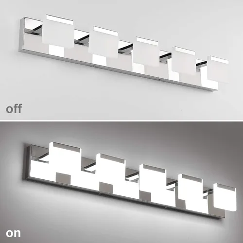 Miniatura 5 de Ralbay Luces LED modernas para tocador de baño, 5 luces, lámpara de pared de baño de acero inoxidable acrílico