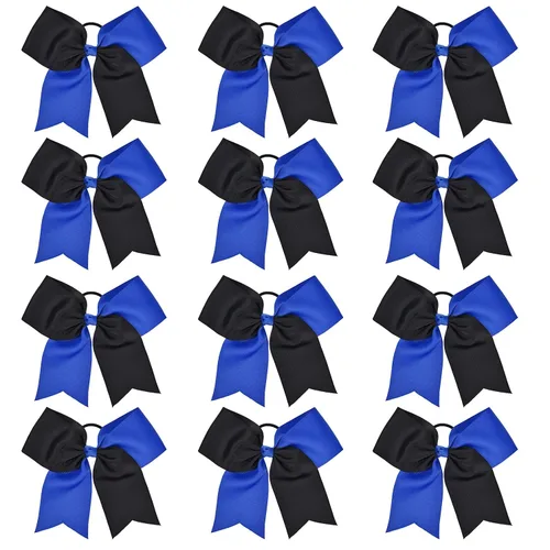 Miniatura 15 de DEEKA 12 lazos grandes de 8 pulgadas, dos tonos, para cola de caballo, hecho a mano para adolescentes y niñas, animadoras de sóftbol, deportes