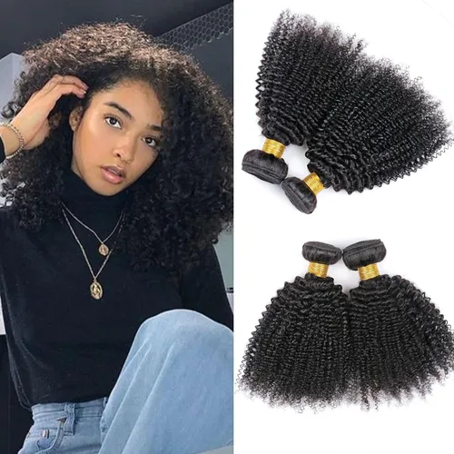 Miniatura 23 de Paquetes de cabello afro rizado y kinky, extensiones de cabello humano de 8 pulgadas, tejido rizado sin procesar, doble entretejido, virgen