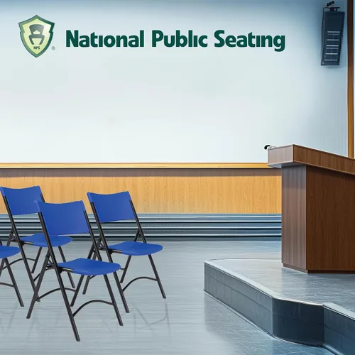 Miniatura 4 de National Public Seating - silla plegable liviana moldeada, 4 unidades, Azul/Negro, 4