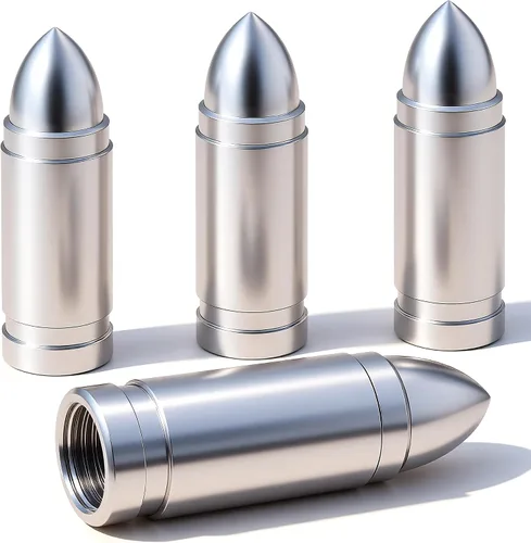Miniatura 24 de 4 piezas de tapas de válvula de neumático estilo bala, resistentes a la corrosión, tapas universales de válvula de neumático de aleación de aluminio