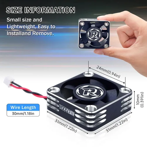 Miniatura 3 de Surpass Hobby Ventilador de refrigeración RC de 30 mm Disipación de calor 28000RPM Ventilador de refrigeración ESC para auto RC Turbo Esc A3 de 1/8