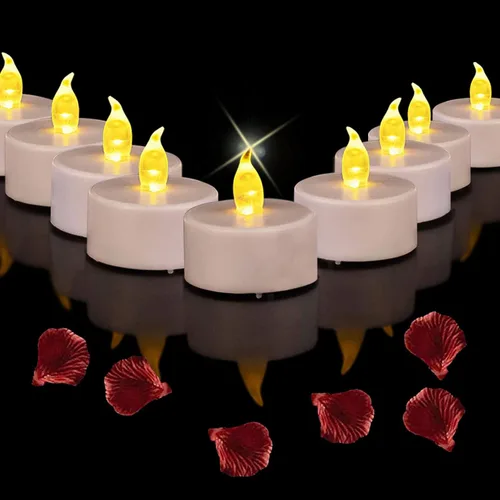 Miniatura 9 de Velas de té sin llama, juego de 24 velas LED a pilas con parpadeo eléctrico, vela votiva falsa realista, lámpara de luz blanca cálida de larga