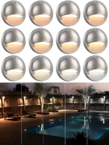 Miniatura 13 de LEONLITE Paquete de 12 luces LED de bajo voltaje, 2.3 W, 170 lúmenes, luz de barandilla de escalera de paisaje con 12-36 V CA/CC, aluminio fundido a