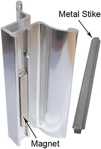 Miniatura 2 de Gordon Glass® - Manija de puerta de ducha sin marco cromado brillante de 3-3/4 pulgadas con imán y placa de acero inoxidable