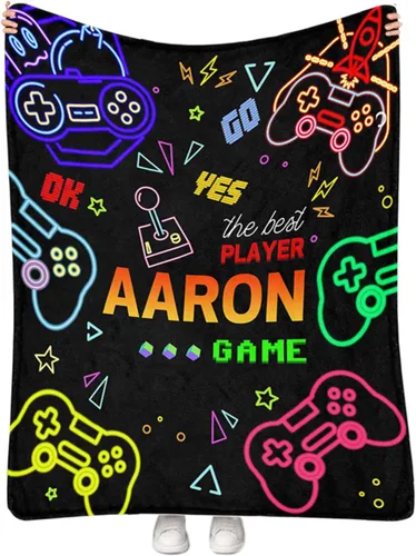 Miniatura 6 de Mantas personalizadas de juegos para niños y niñas con nombre, manta personalizada de control de videojuegos Vedio para sofá, manta suave y de forro